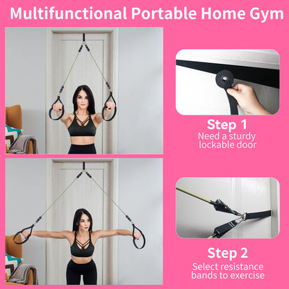 Professional Yoga & Pilates Bar Kit - 18-Piece Full-Body Workout Set With Adjustable 3-Section Bar, Ab Roller, 6 Resistance Bands, Ankle Straps & Door Anchor